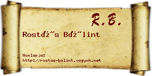 Rostás Bálint névjegykártya